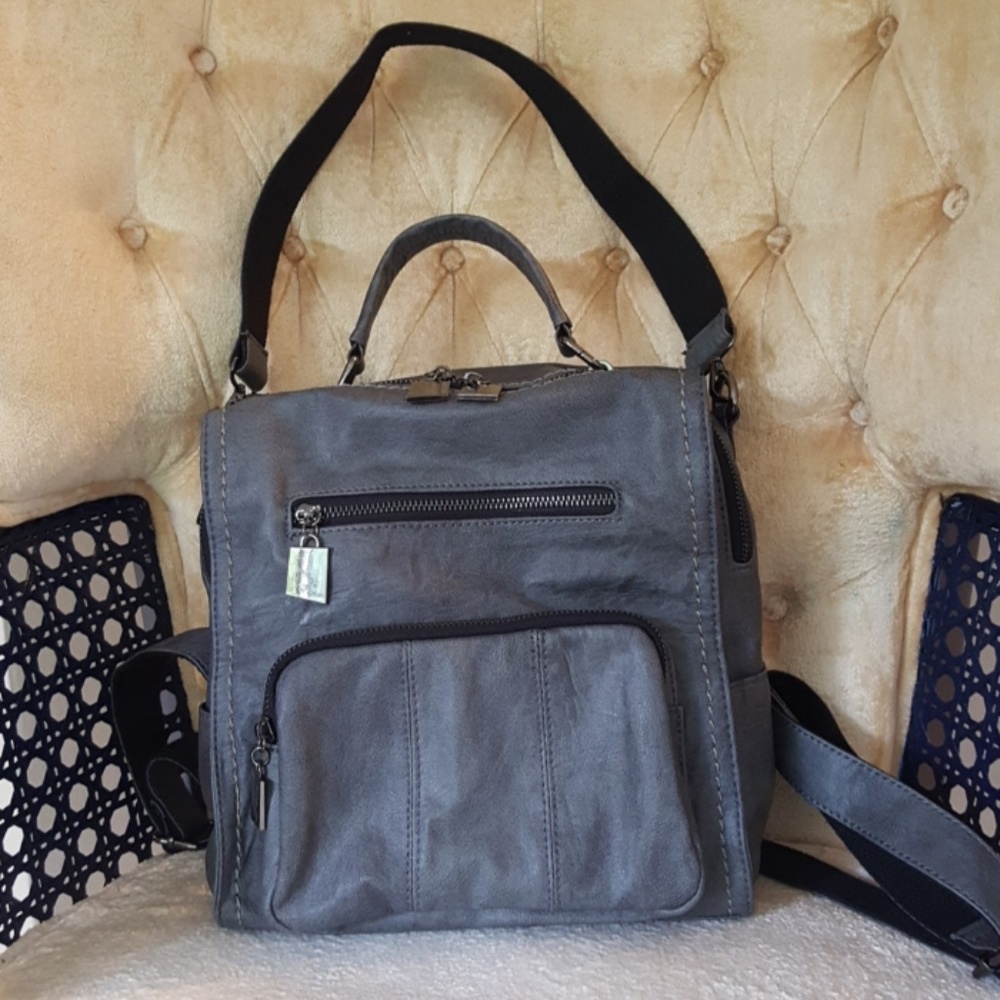 Grey backpack purse